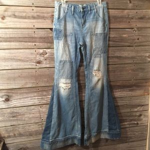 Rare Free People Distressed Flare Jeans